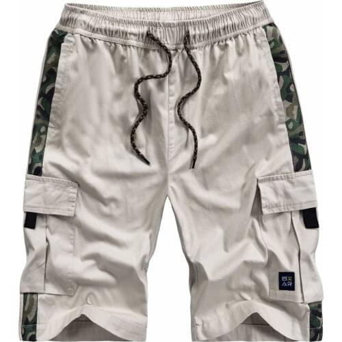 Men Cotton Loose Work Casual Short Pants Plus Size 7XL 8XL Knee Pocket Casual Elastic Waist Big Size Army Green Shorts