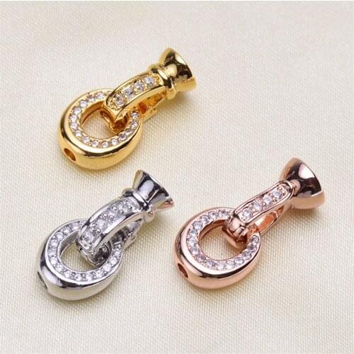 DIY Necklace Bracelet Connectors Clasp 18K Gold Plating Copper Cubic Zirconia Clasps For Jewelry Making Fastening Accessories