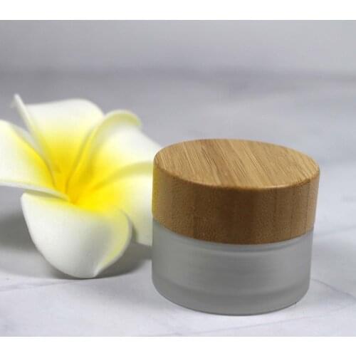 Glass jar Personal skin care Natural bamboo cover 15g without inner cap