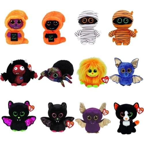 Ty Beanie Boos Big Eyes Halloween Series Plush Stuffed Toys Reaper Spider Bat Mummy Monster Ghost Doll Child Holiday Gifts 15CM