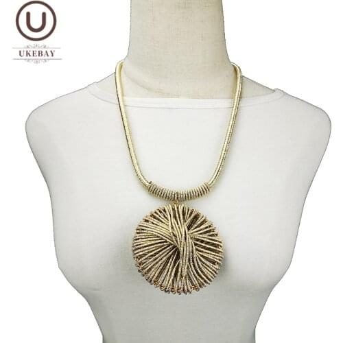 UKEBAY New Handmade Luxury Pendant Necklaces Gold Color Jewelry Women Fashion Necklace Gothic Sweater Chain Festival Gift Choker