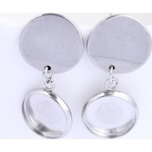 10pcs Stainless Steel Fit 10mm Round Cabochon Earring Setting Blanks Diy Cameo Base Bezels For Earrings Making Supplies