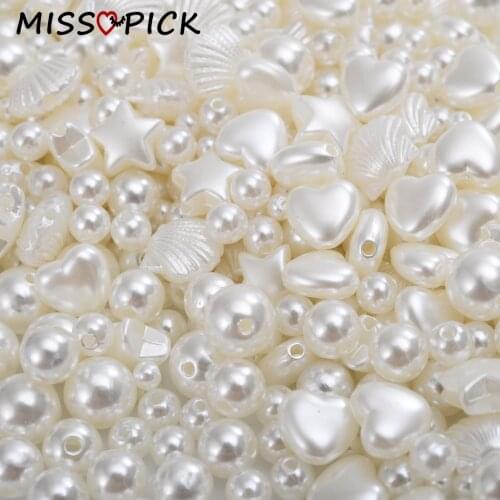 100pcs 4-10mm Acrylic Beads Imitation Pearl Shell Star Heart Loose Spacer Beads for Jewelry Making DIY Bracelet Accessories
