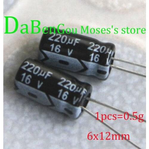 16v 220uf +/- 20% Capacitance 100% Original New Capacitors Electrolytic Capacitor Radial 6x12mm 1000pcs