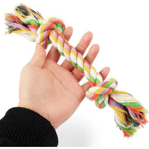 1pc Pet Dog Puppy Double Cotton Chew knot toys pet supplies Clean teeth Durable Braided Bone Rope Random Color Pet molar toy