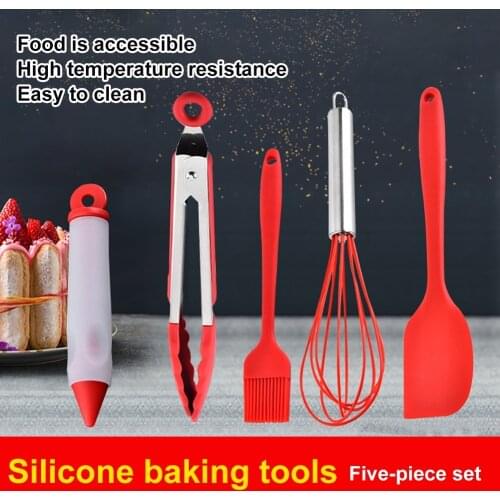 5 Pcs Kitchen Utensil Set Silicone Heat Resistant Non-Stick Cookware Set Spoon Spatula Ladle Cooking Tools Kitchen Use