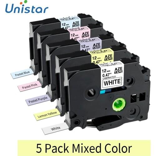 5Pack 231 MQF31 Labels Compatible for Brother Label Tape 12mm for Label Maker h110 Pale Color Matt Tapes tze-231 MQ531 MQE31