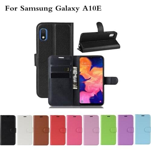 50pcs/lot PU leather Flip Wallet Litchi Pattern Phone Case For Samsung Galaxy A10E A80 Lychee Grain Cover