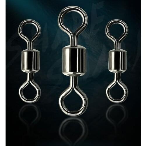 50PCS Fishing Swivels Ball Ring 8-Word Connector Bearing Swivel with Safety Snap Solid Rings Rolling Swivel Fishing Accessories