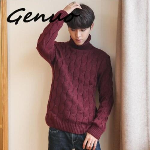 5XL Plus Size Sweater Men Turtleneck Thick Warm Mens Sweaters Wool Pullover High Turtle Neck Casual Male Sweter Pull Homme Black