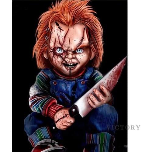 5D Diy Diamond Painting IT Horror Movie Character Chucky 3D Diamond Embroidery Cross Stitch Needlework Home Decor Gift