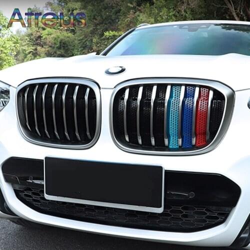 Atreus 1set Anti-mosquito 3D Car Front Grille Trim Sport Strips Cover For BMW X3 X4 2018 2019 2020 G01 G02 F98 F97 M Accessories