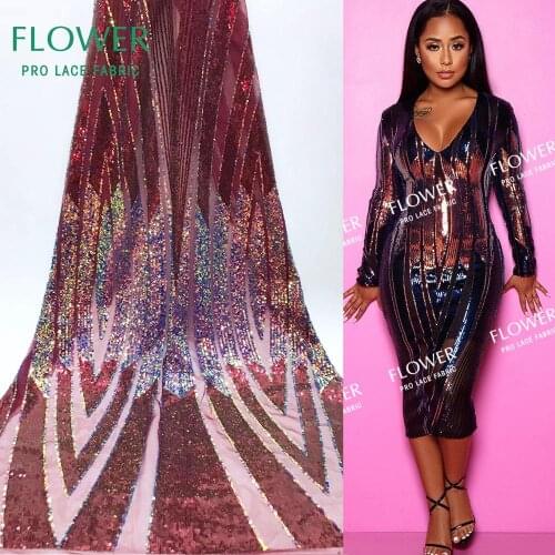 Burgundy Sequins Mesh Tulle Net Lace 2020 High QUality African Net Lace Material Guinea Senegal Women Wedding Dresses Material