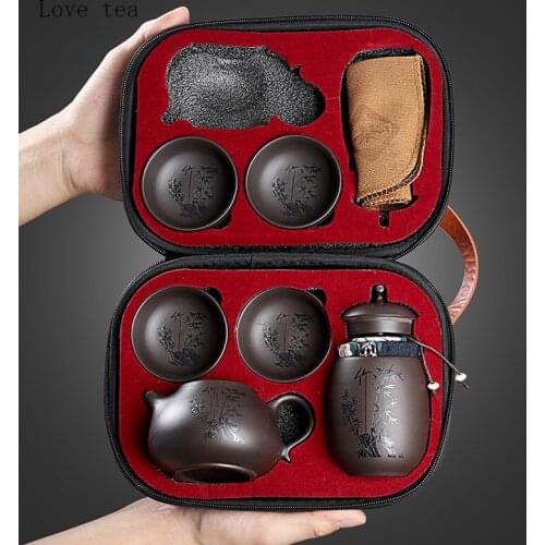 Kung Fu teapot exquisite and convenient teapot kettle China travel ceramic portable tea set ceramic tray coffee cup cover bowl