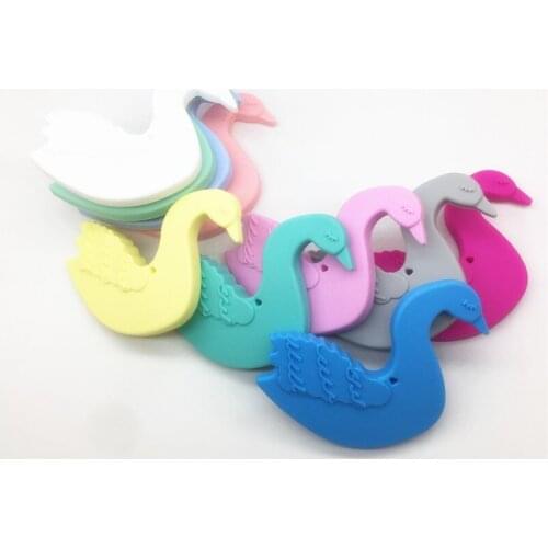 Chenkai 5PCS BPA Free DIY Silicone Baby Goose Animal Pacifier Teether Beautiful Swan Sensory Pendant Toy Accessories Food Grade