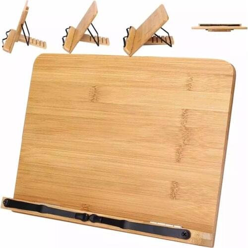 Adjustable Reading Rest Tablet Cook Home Study Room Book Holder Foldable Cookbook Stand Pages Fixed Kitchen bookends shelf wood