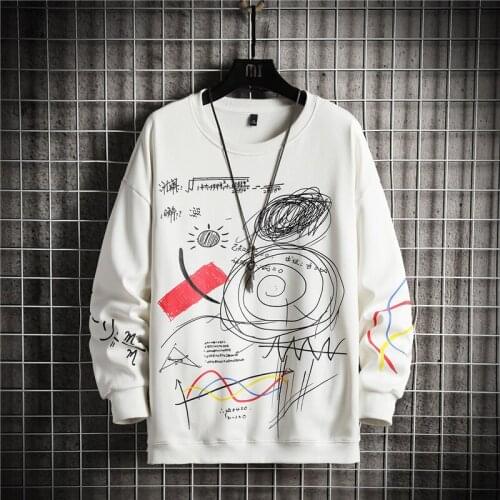 GlacialWhale Crewneck Sweatshirt Men 2021 New Autumn Funny Anime Japanese Streetwear Harajuku Hip Hop Oversized White Hoodie Men
