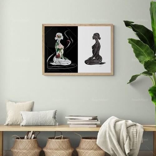 Female single line painting print, modern minimalist wall art, bare line female print poster