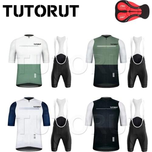 TUTORUT Cycling Sets Road Bicycle Clothing Men Short Sleeve Summer Bib Shorts Quick Dry Cycling Jersey Ropa Ciclismo With Pocket