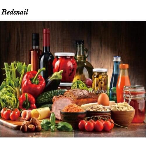 Laeacco Red Wine Food Dining Room Kitchen Decor DIY Diamond painting cross-stitch 5D Full mosaic Diamonds Embroidery Art EE894