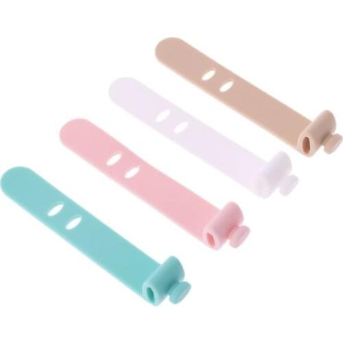 4Pcs/set Silicone Strips Earphones Storage Tape Soft Wire Headphone USB Cable Tie Organizer Winder Wrap
