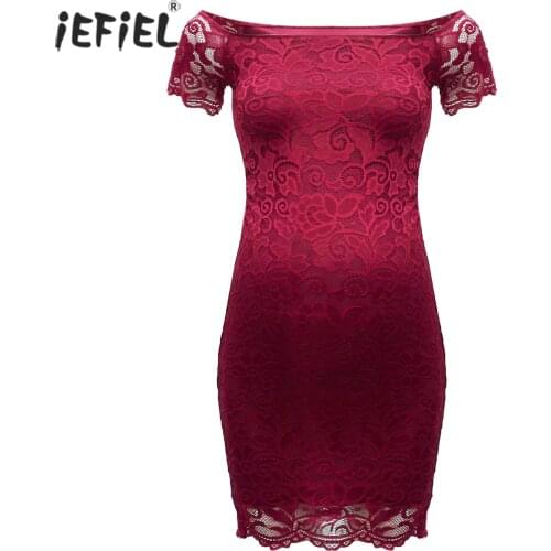 Pregnancy Summer Dresses Pregnant Women Off Shoulder Lace Short Sleeve Bodycon Elegant Dress Maternity Knee Length Evening Dress