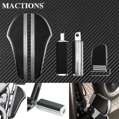 Motorcycle CNC Front Driver Floorboards&Foot Peg Male Footrests Non-slip Pedal& Brake Pedal Pad Cover For Harley Touring Softail