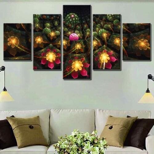Golden Lotus Flower Picture Wall Art Canvas Print Lotus Flowers Artwork Poster Painting for Dining Room Home Decor Dropshipping