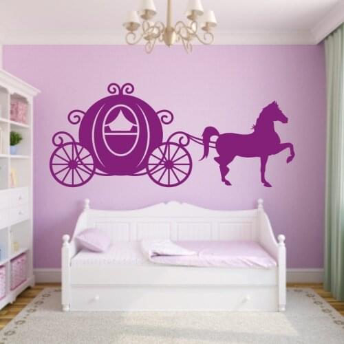Horse Carriage Sillhouette Wall Sticker Princess Room Decoration Carriage Horses Vinyl Wall Decal Girls Room Wall Art AZ134