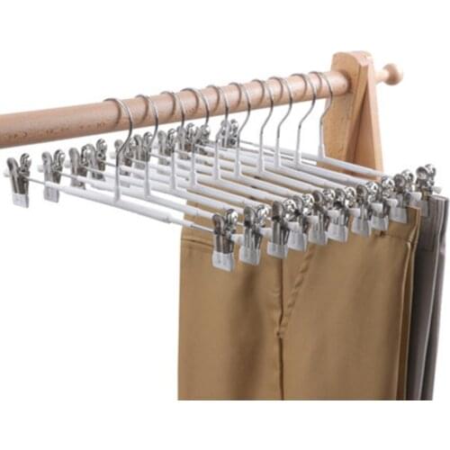 10x Bottom Hangers Heavy Duty Clothes Coat Trousers Pants Hanging Drying Rack for Slacks Jeans with 2-Adjustable Anti-Rust