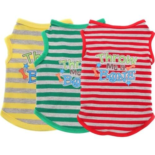 Spring/Summer Dog Clothes For Small Dogs Cats Printed Puppy Pet Cat Vest Clothing Striped Cotton Chihuahua Pug T-shirt Shirts