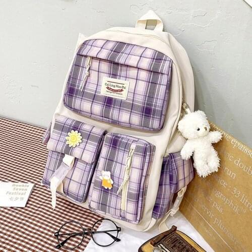 2021 School Bags Travel Mochila Kawaii Waterproof Women Backpack Girls Bag Fashion Female College Bookbag Black Nylon Rucksack50