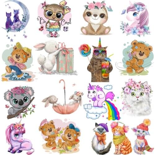 Prajna Cute Rabbit Heat Transfer Vinyl Iron On Transfers For Clothing Cartoon Badge Ironing Patch Stickers On Clothes Applique