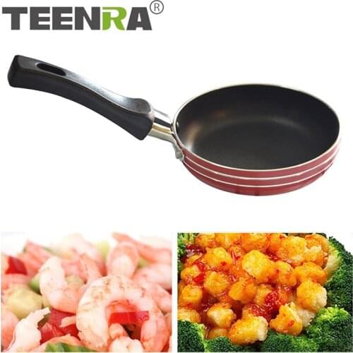 TEENRA 1Pcs Heat Resistant Multifunctional Aluminum Pan Practical Non-stick Mini Kitchen Supplies Frying Easy Clean With Handle