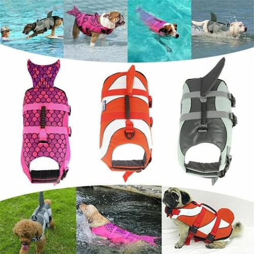 Hot Dog Life Preserver Jacket Pet Safety Surfing Swimming Shark Float Adjustable Buoyancy Aid Vest