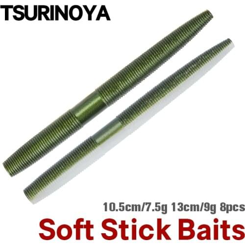 TSURINOYA Soft Lure Worm Fishing Lures 10.5cm 4.1inch 7.5g 8pcs Artificial Bait Simulation Bass Pike Lures Soft Worm Texas Rig