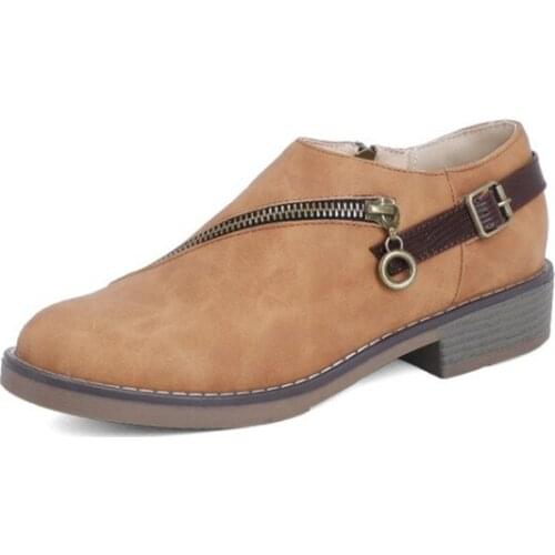 Retro Buckle Oxford Shoes For Women Spring Flats Fashion Leather Shoes Woman Casual Big Size 48