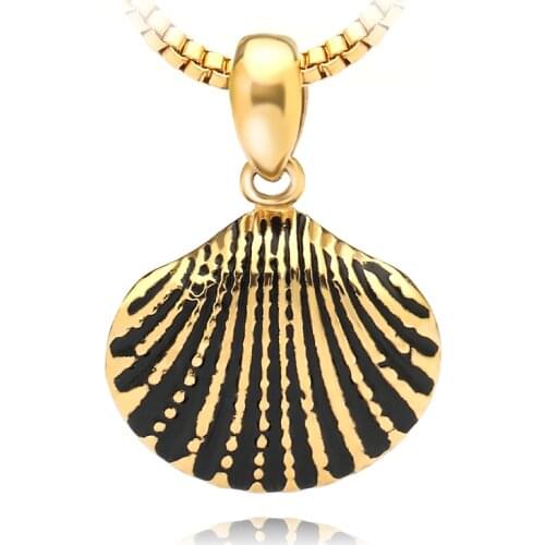 Vintage Scallop Shell Necklace For Women Men Stainless Steel Long Box Chain Dainty Gold Chain Ketting Necklaces Pendents BFF