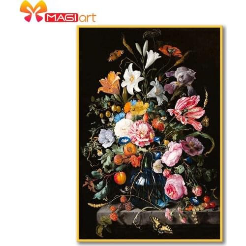 Cross stitch kits Embroidery needlework sets 11CT water soluble canvas patterns 14CT Flowers world -NCMF315