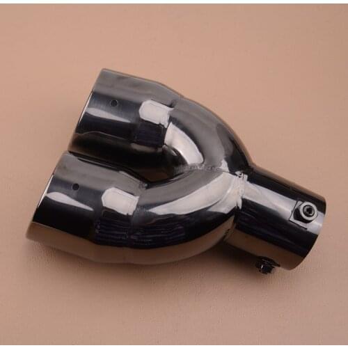 High Quality Titanium Black Car 63MM 2.5'' Inlet Dual Rear Muffler Exhaust Tip Tail Pipe Outlet Universal Replacement