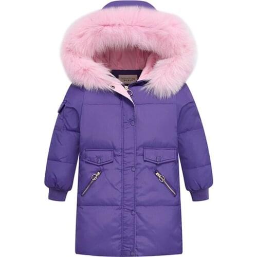 Girls Winter Coats And Jackets Fox Fur Hooded Kids Outwear Coat Thick Warm Big Girls Down Feather Jacket BC753