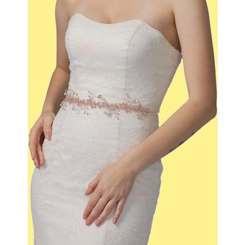 ZMSH233-RG Rose Gold Diamond Belts for Wedding Bridesmaid Dresses Belt Women Waist Band Pearl Rhinestone Belt Evening Dresses