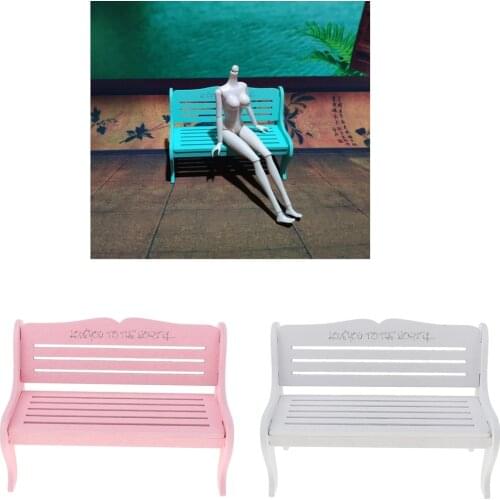 1/6 Doll House Park Bench Garden Chair Furniture Kids Pretend Play Toy