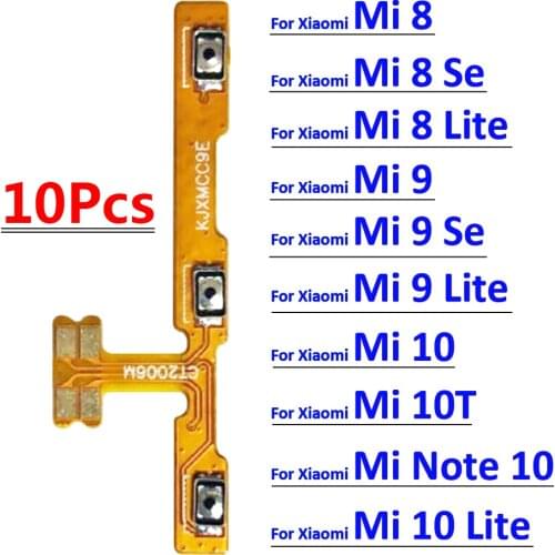 10Pcs Power On Off Volume Side Button Key Flex Cable For Xiaomi Mi A1 A2 lite A3 Mi 8 9 Se Lite 9T 10 10T Lite Pro Note 10 Lite