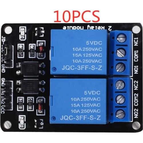 10pcs/lot 2-way relay module 5V with optocoupler protection Relay expansion board MCU development module