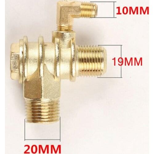 3-Port Check Valve Brass Male-Threaded Workshop Replacement Air Compressor Valve Gold Tone Connector Tool For Air Compressor