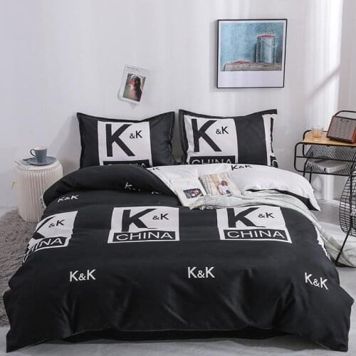 Modern Style Printing 4 Pieces Set 1 Duvet Cover 1 Flat Bed Sheet 2 Pillowcase Twin Full Queen King