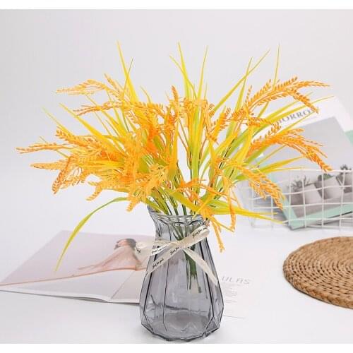 7 Branch Paddy Wheat Flower Decoration Dried Plants Wheat Bouquet Artificial Plant for Table decoration