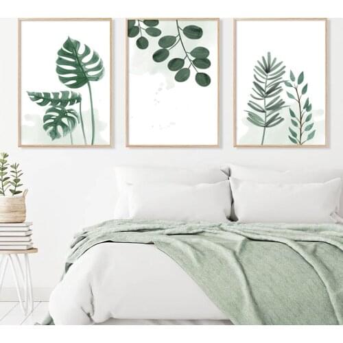 Abstract Tropical Plants Canvas Painting Modern Wall Art Nordic Green Leaves Posters and Pictures for Living Room Home Decor