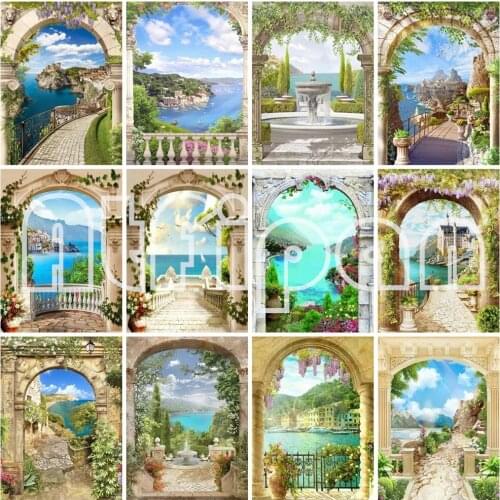 Diamond Painting Seaside Landscape 5D DIY Diamond Embroidery Cross Stitch Picture Art Arch Scenery Wall Home Decor Gift